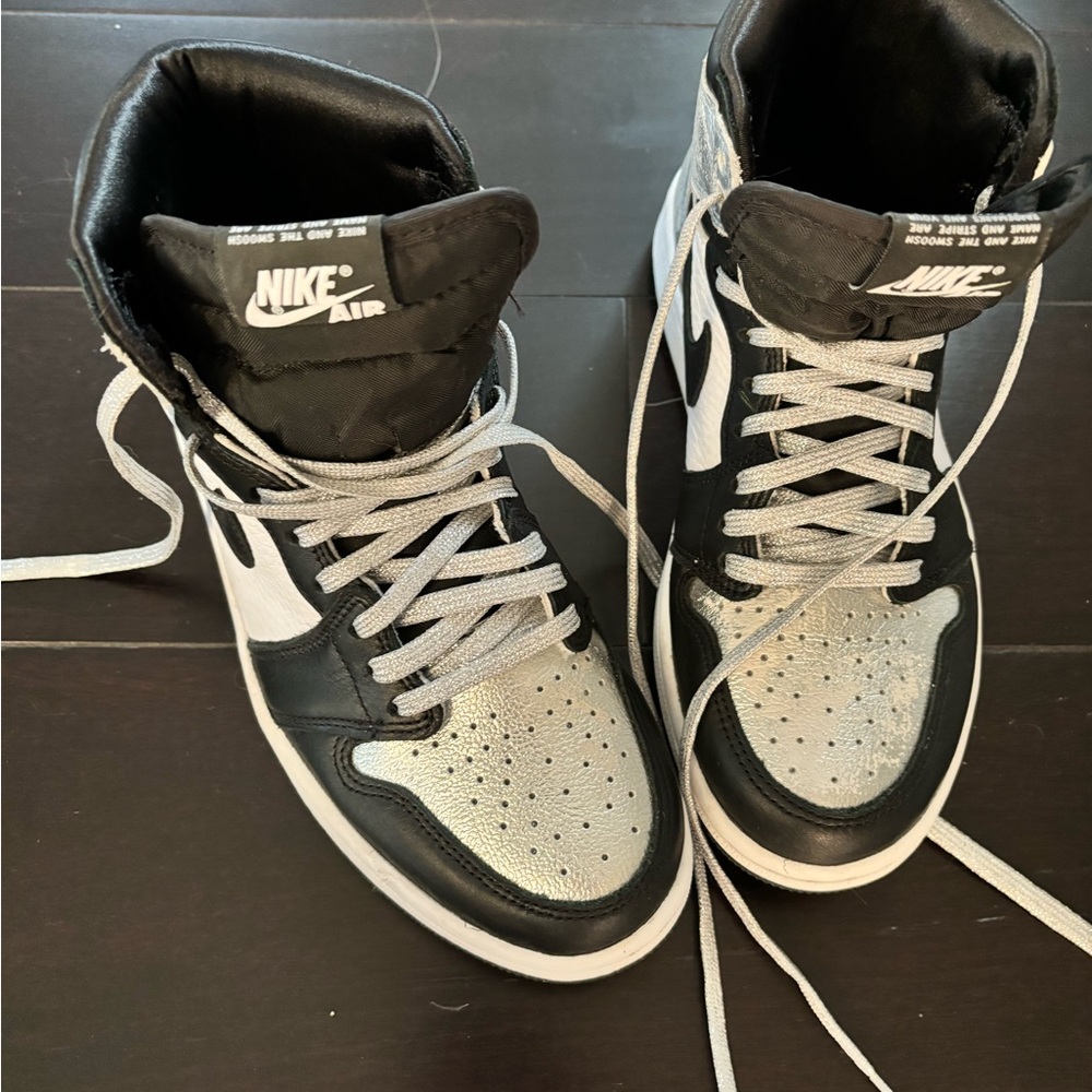 Air Jordan/black/ silver and white sneakers; worn 2 x